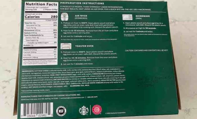 Nutrition facts starbucks egg white bites