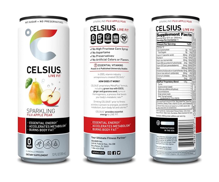 Celsius packets nutrition facts