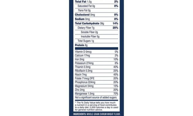 Barilla pasta nutrition facts penne